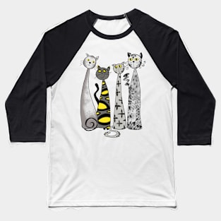 Grey and yellow cats Baseball T-Shirt